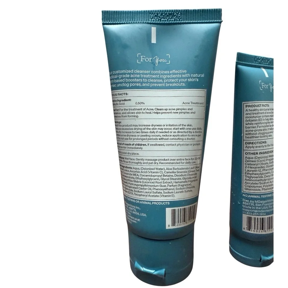 MDacne Hydrating Facial Cleanser & Moisturizer Salicylic Acid .5% Acne Treatment